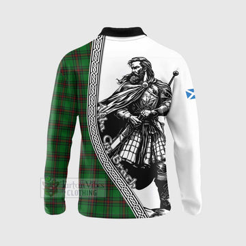 Ged Tartan Clan Crest Long Sleeve Polo Shirt with Highlander Warrior Celtic Style - Tartan Vibes Clothing