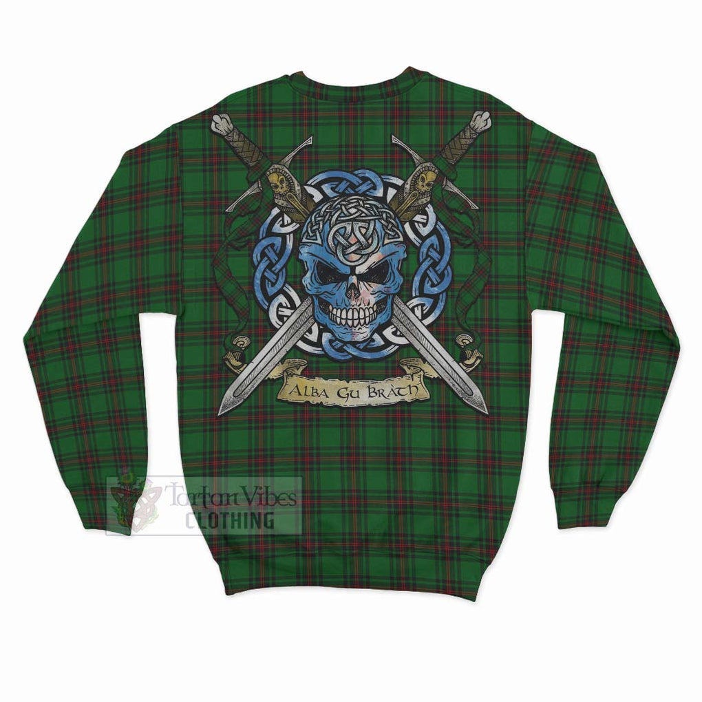Ged Tartan Sweatshirt with Family Crest Celtic Skull Style - Tartan Vibes Clothing