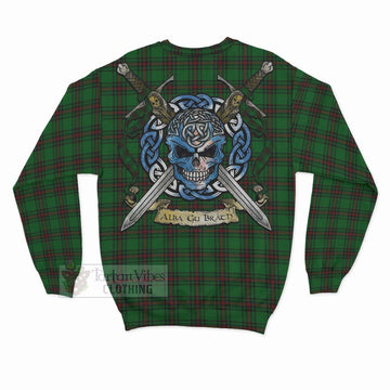 Ged Tartan Sweatshirt with Family Crest Celtic Skull Style - Tartan Vibes Clothing