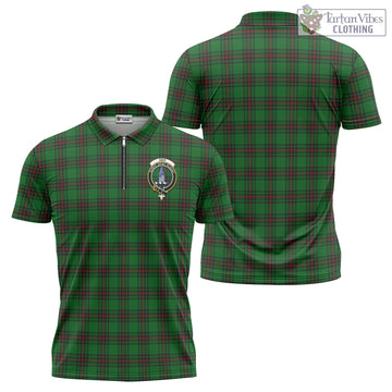 Tartan Vibes Clothing Ged Tartan Zipper Polo Shirt with Family Crest