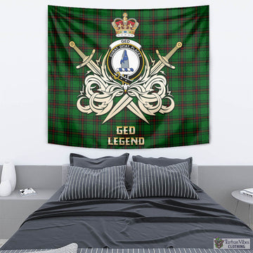 Ged Tartan Tapestry with Clan Crest and the Golden Sword of Courageous Legacy - Tartan Vibes Clothing