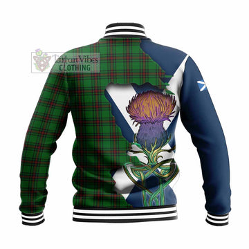 Tartan Vibes Clothing Ged Tartan Family Crest Baseball Jacket Scottish Thistle Celtic Inspired