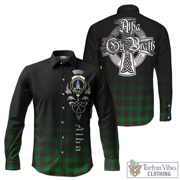 Ged Tartan Long Sleeve Button Up Featuring Alba Gu Brath Family Crest Celtic Inspired