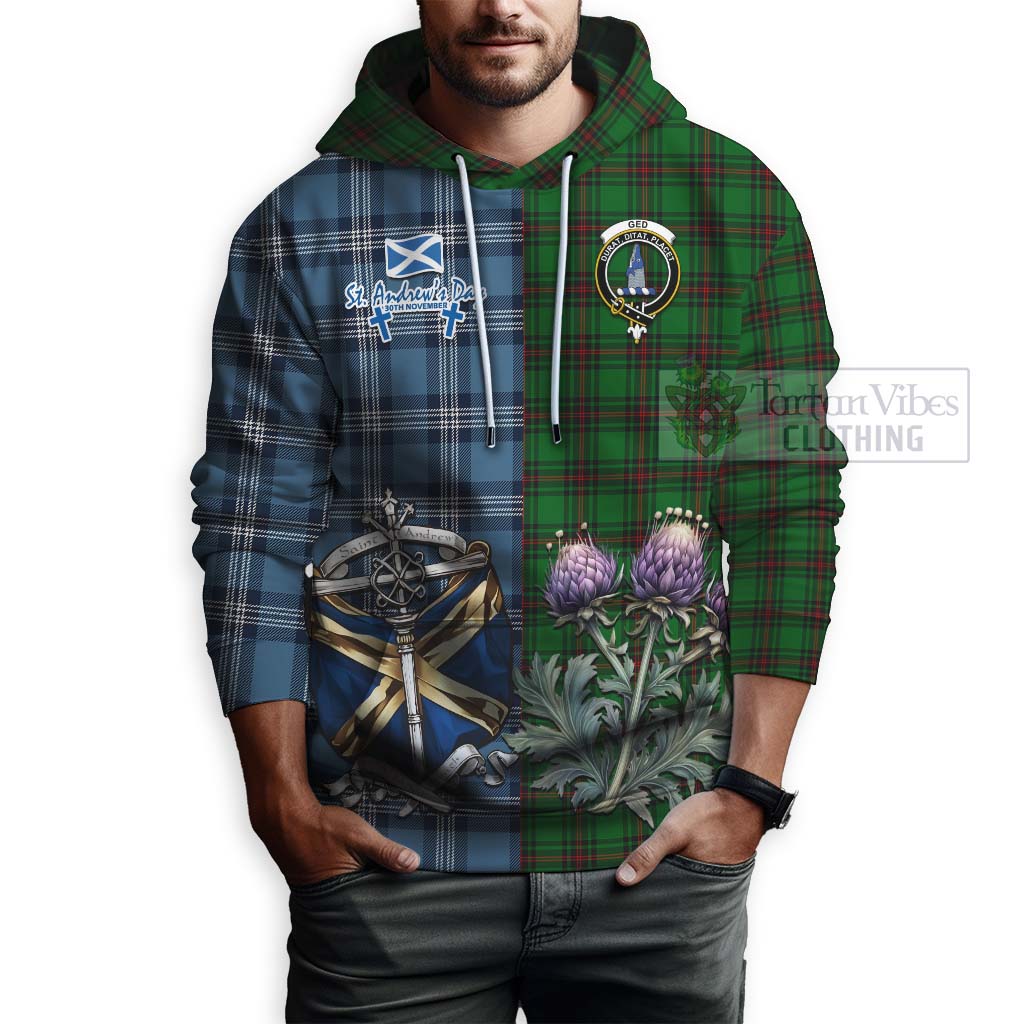 Ged Tartan Hoodie Happy St. Andrew's Day Half Tartan Style - Tartan Vibes Clothing