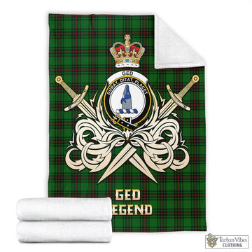Ged Tartan Blanket with Clan Crest and the Golden Sword of Courageous Legacy - Tartan Vibes Clothing
