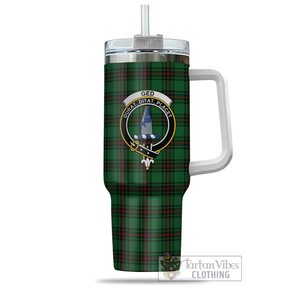 Ged Tartan Tumbler with Handle with Family Crest - Tartan Vibes Clothing