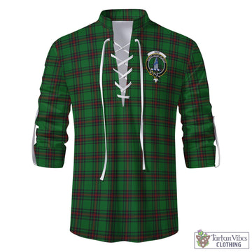 Tartan Vibes Clothing Ged Tartan Men's Scottish Traditional Jacobite Ghillie Kilt Shirt with Family Crest