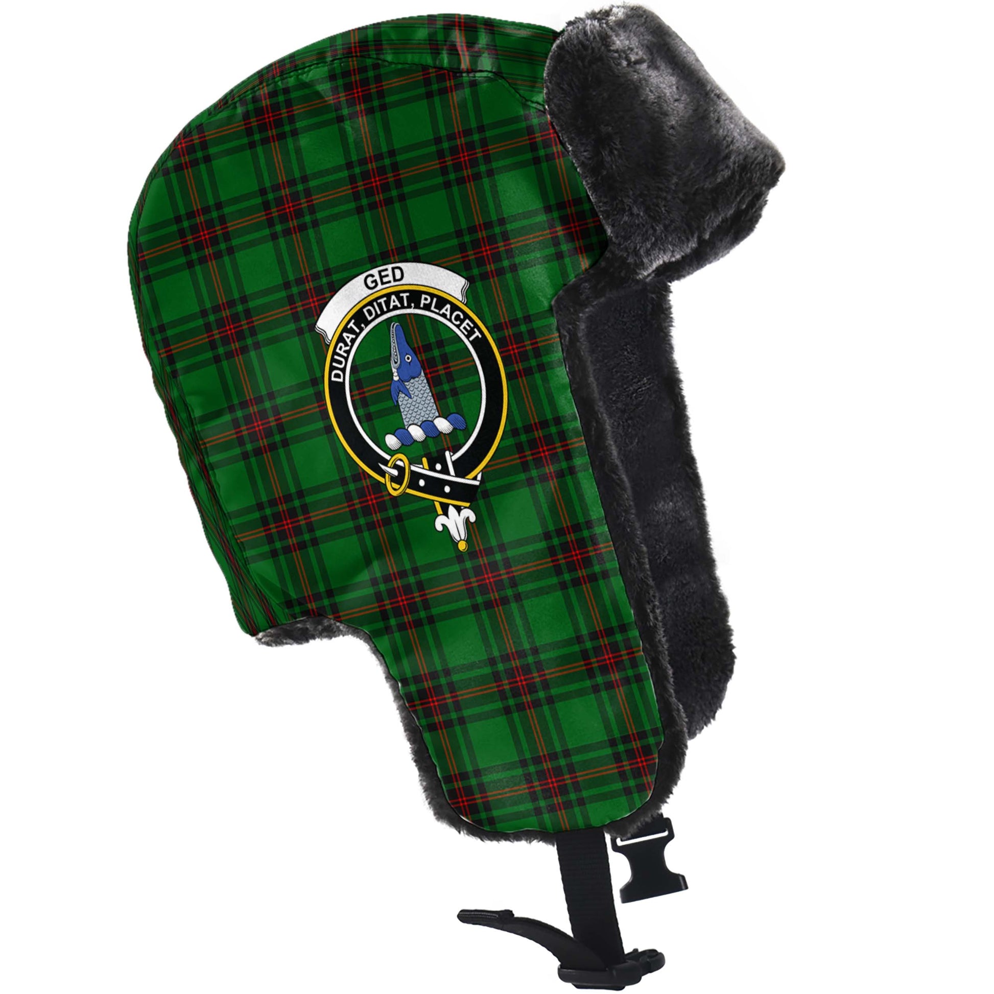 Ged Tartan Winter Trapper Hat with Family Crest - Tartan Vibes Clothing