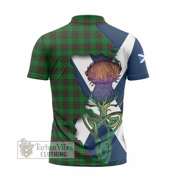 Ged Tartan Family Crest Zipper Polo Shirt Scottish Thistle Celtic Inspired - Tartan Vibes Clothing