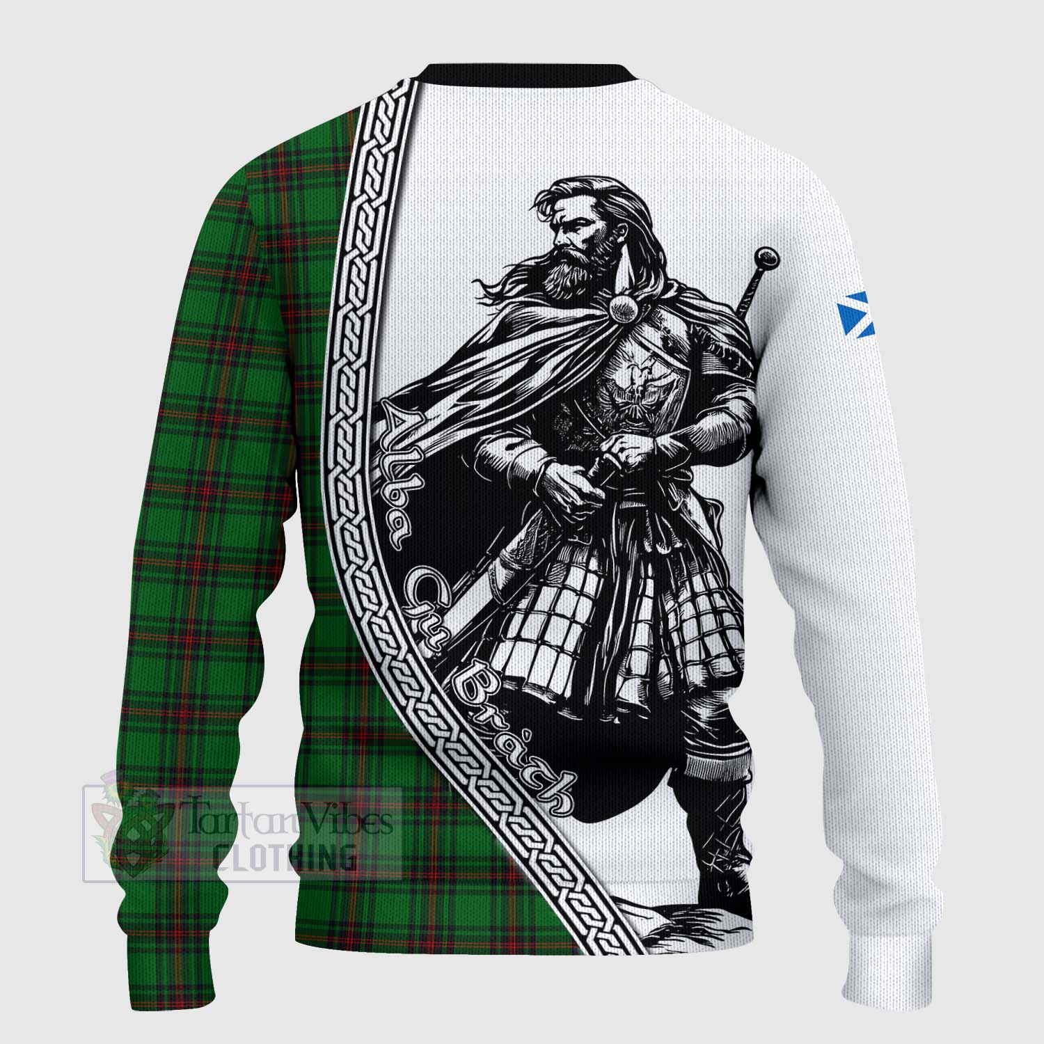 Ged Tartan Clan Crest Knitted Sweater with Highlander Warrior Celtic Style - Tartan Vibes Clothing