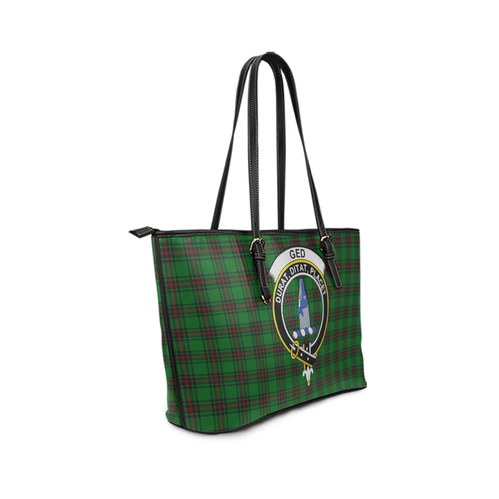 Ged Tartan Leather Tote Bag with Family Crest - Tartan Vibes Clothing