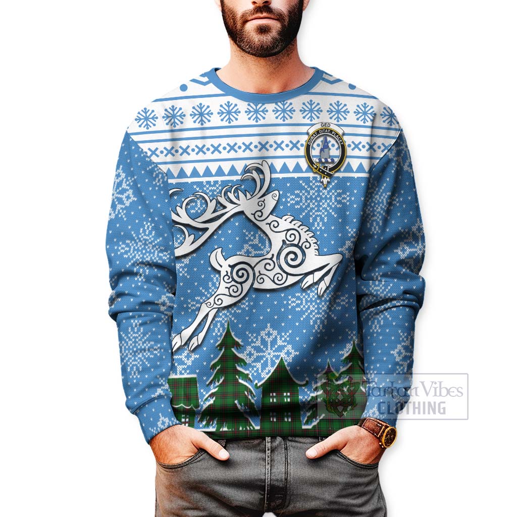 Ged Clan Christmas Sweatshirt Celtic Reindeer Style - Tartan Vibes Clothing