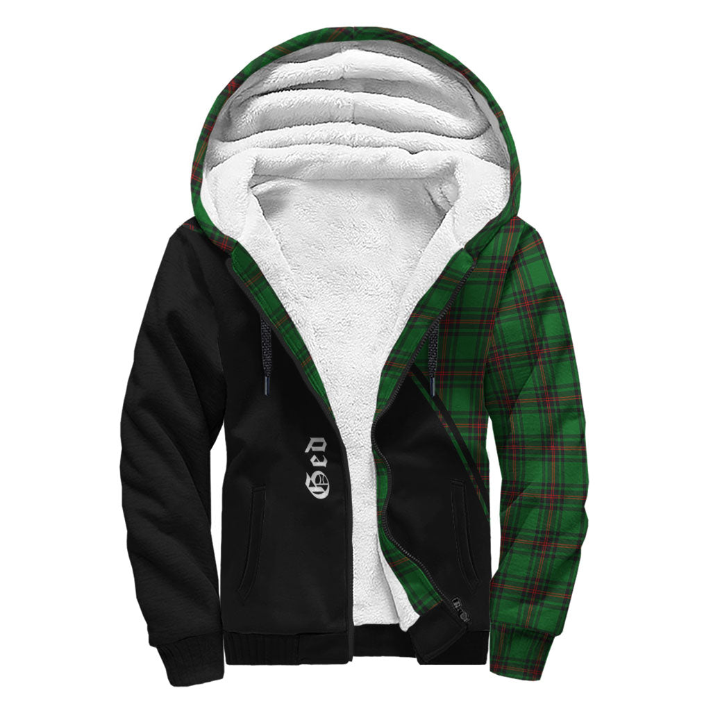 Ged Tartan Sherpa Hoodie with Family Crest Curve Style - Tartan Vibes Clothing