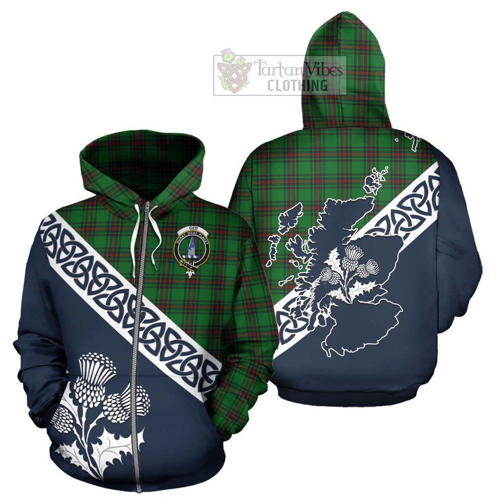 Ged Tartan Hoodie Featuring Thistle and Scotland Map - Tartan Vibes Clothing