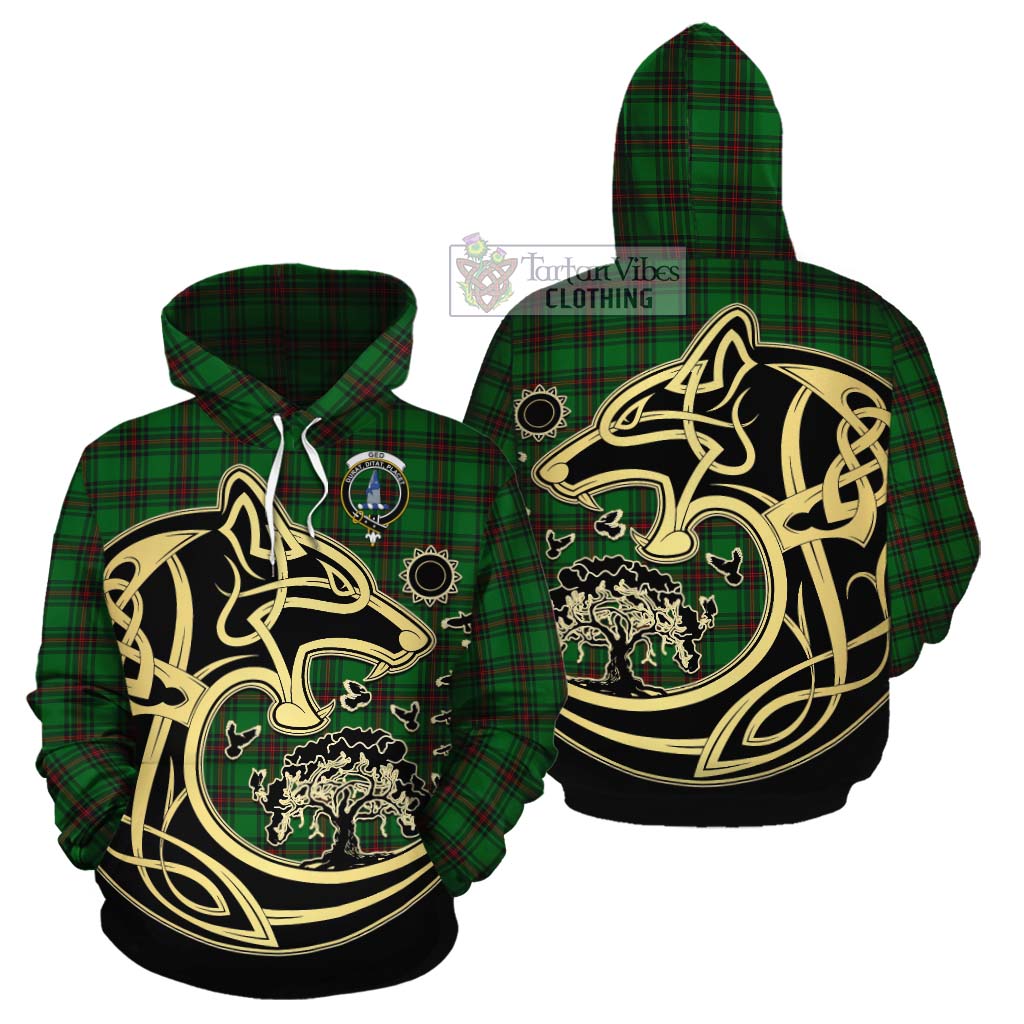 Ged Tartan Cotton Hoodie with Family Crest Celtic Wolf Style Zip Hoodie - Tartan Vibes Clothing