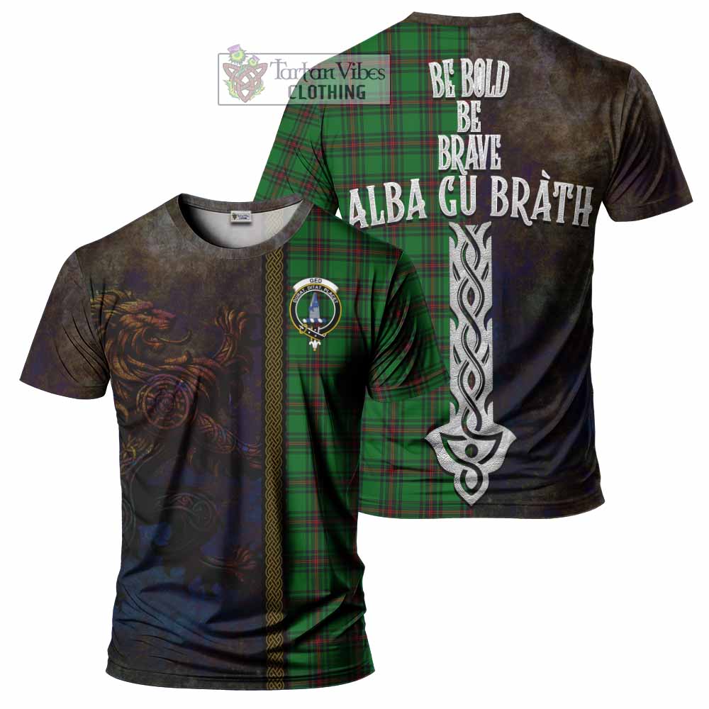 Ged Tartan Family Crest T-Shirt Alba Gu Brath Be Brave Lion Ancient Style - Tartan Vibes Clothing