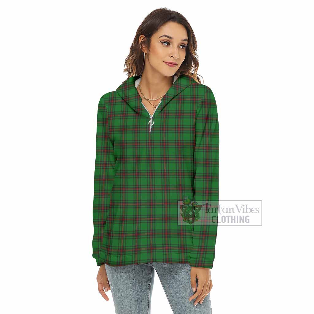 Ged Tartan Women's Borg Fleece Hoodie with Half Zip - Tartan Vibes Clothing