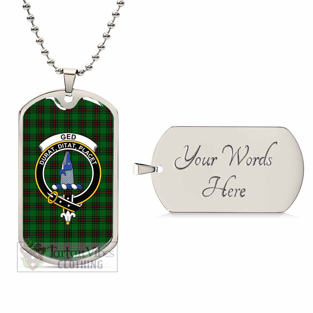 Ged Tartan Dog Tag Necklace with Family Crest Silver Yes - Tartan Vibes Clothing