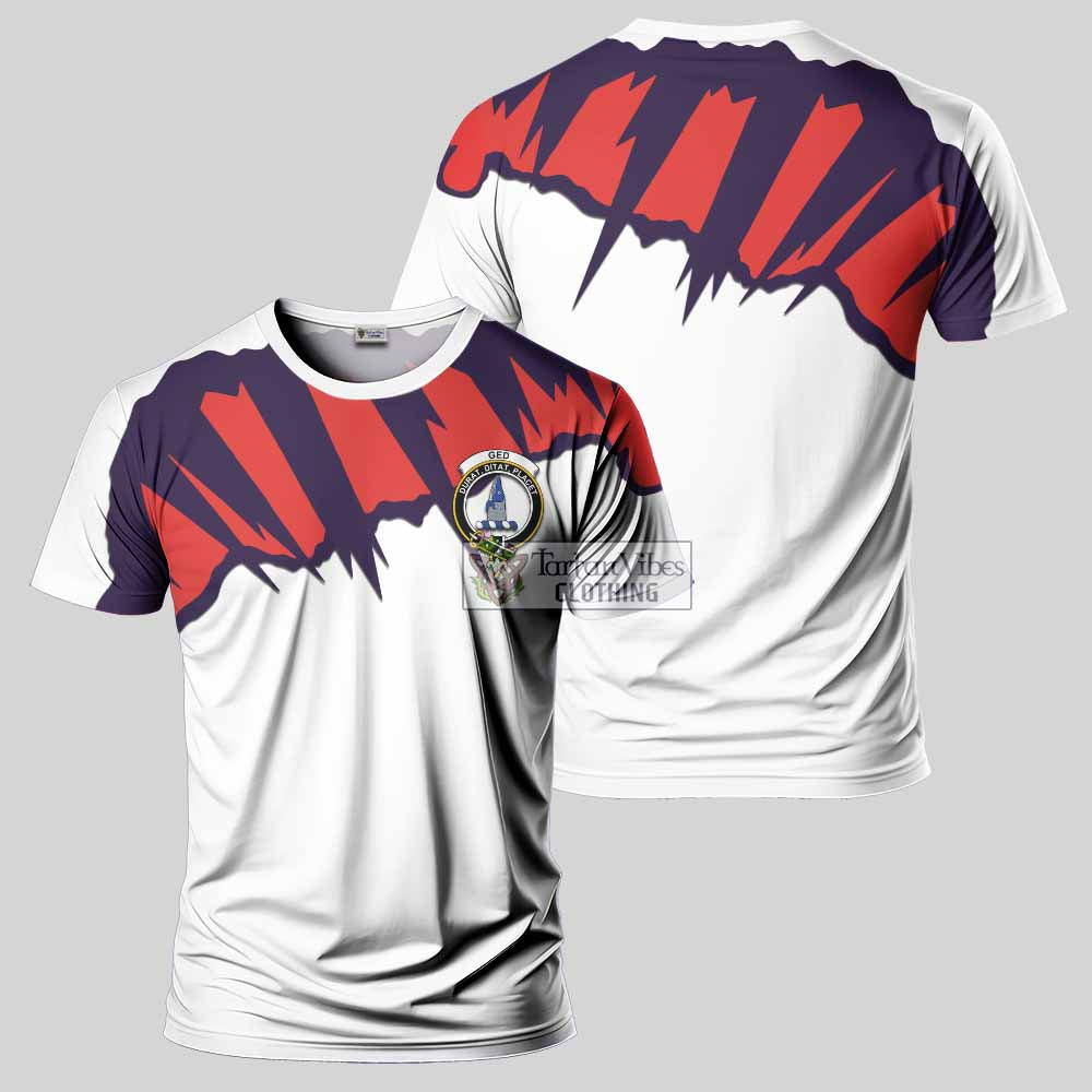 Ged Clan Crest T-Shirt with Retro Sport Style - 2D-tartanvibesclothing