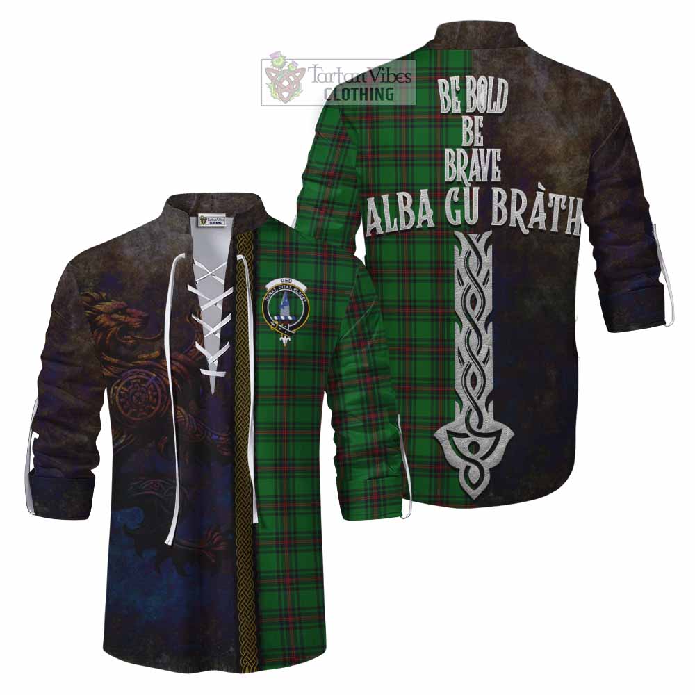Tartan Vibes Clothing Ged Tartan Family Crest Ghillie Kilt Shirt Alba Gu Brath Be Brave Lion Ancient Style