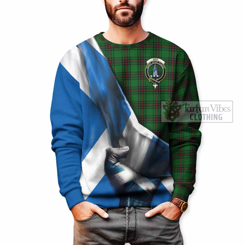 Ged Tartan Sweatshirt with Family Crest Scotland Patriotic Style - Tartan Vibes Clothing