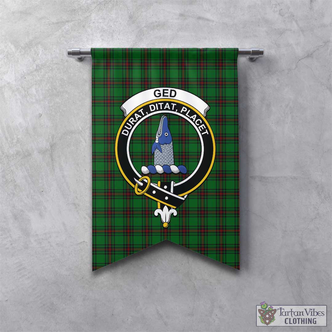 Ged Tartan Gonfalon, Tartan Banner with Family Crest - Tartan Vibes Clothing