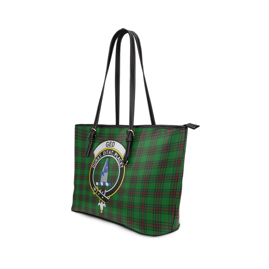 Ged Tartan Leather Tote Bag with Family Crest - Tartan Vibes Clothing