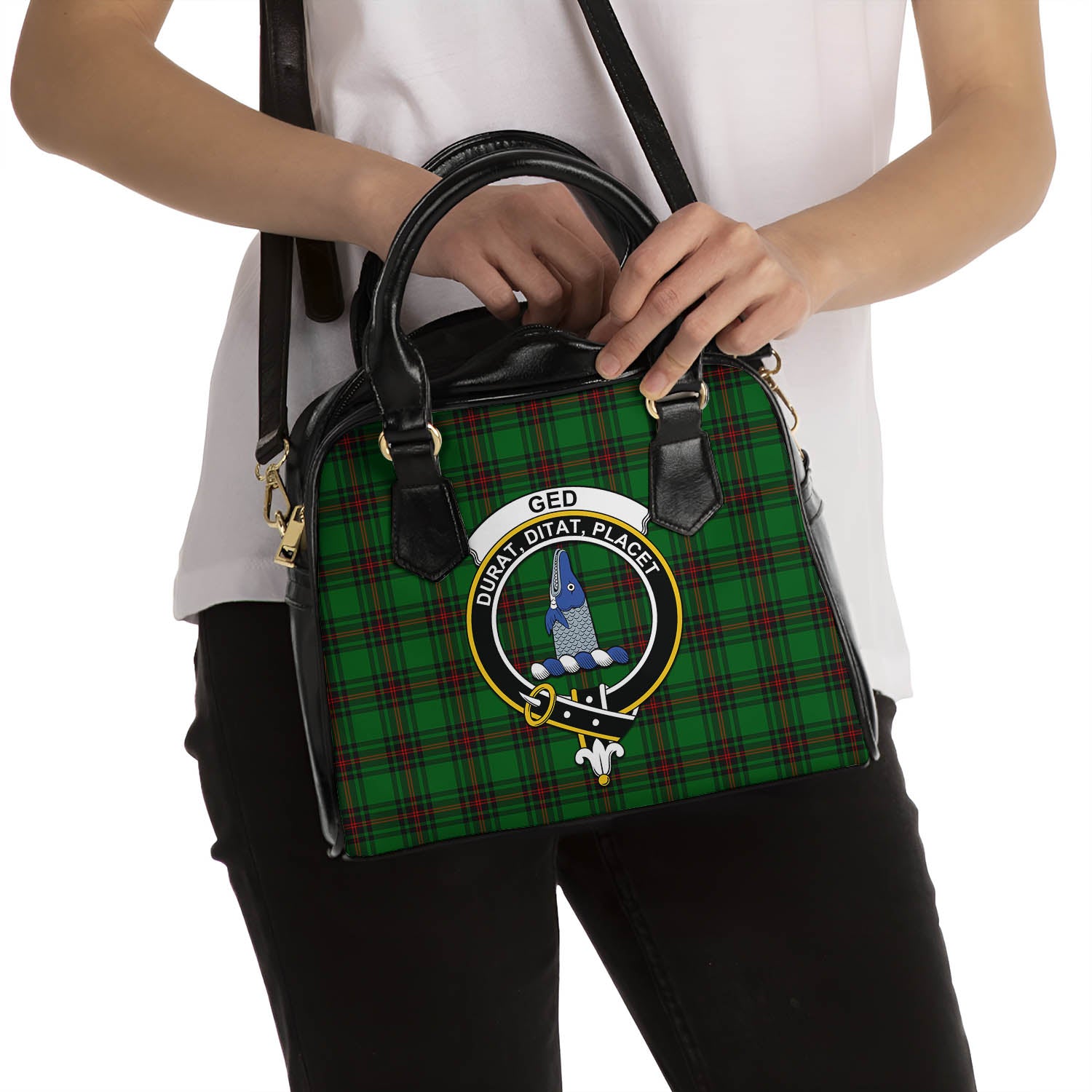 Ged Tartan Shoulder Handbags with Family Crest - Tartan Vibes Clothing