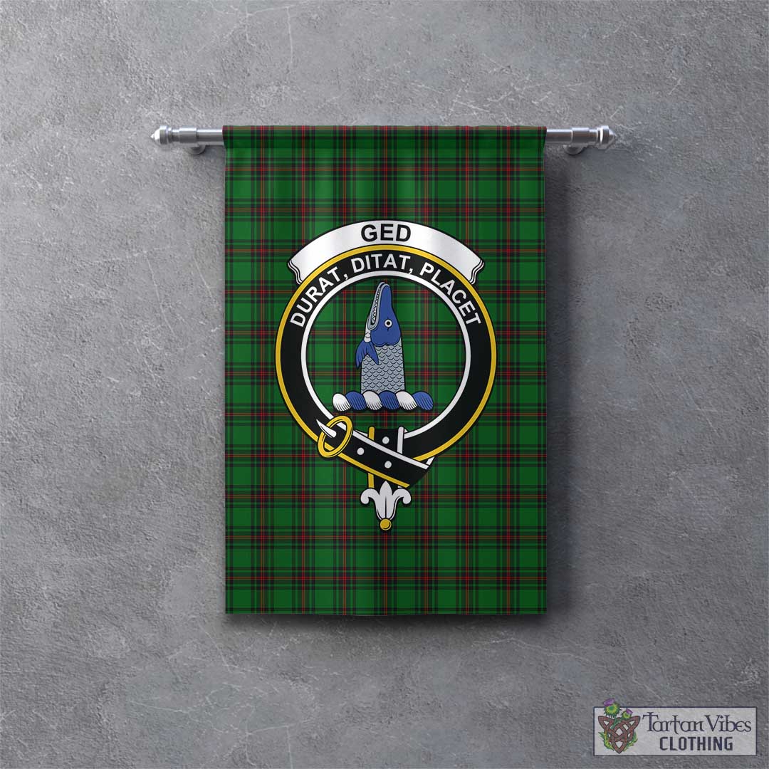 Ged Tartan Gonfalon, Tartan Banner with Family Crest - Tartan Vibes Clothing