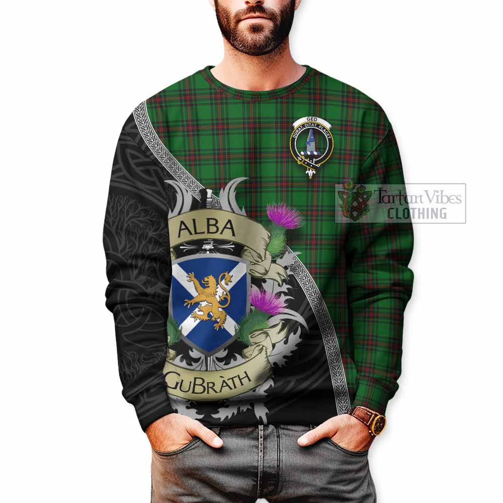 Ged Tartan Family Crest Sweatshirt Lion Rampant Royal Thistle Shield Celtic Inspired - Tartan Vibes Clothing