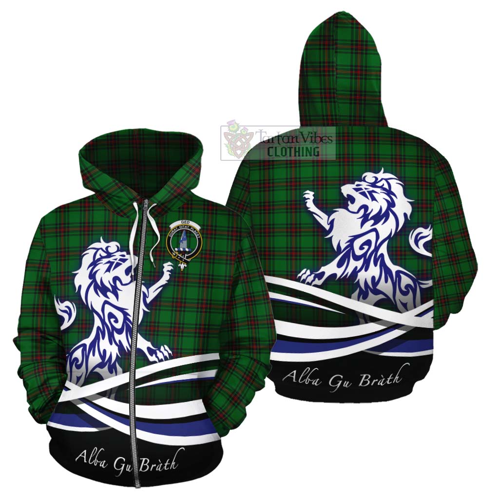Ged Tartan Cotton Hoodie with Alba Gu Brath Regal Lion Emblem - Tartan Vibes Clothing