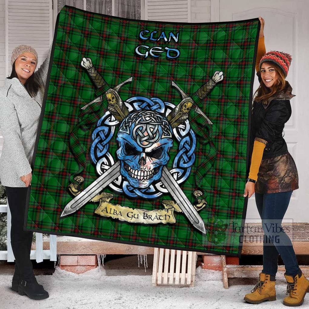 Ged Tartan Quilt with Celtic Skull Alba Gu Brath Style - Tartan Vibes Clothing