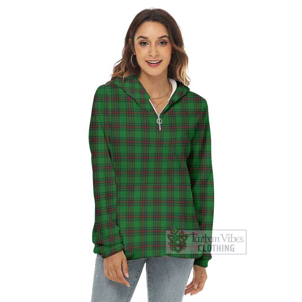 Ged Tartan Women's Borg Fleece Hoodie with Half Zip - Tartan Vibes Clothing