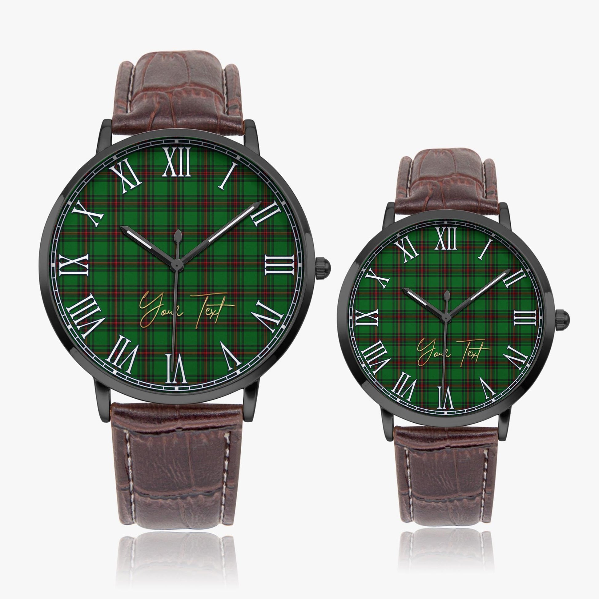 Ged Tartan Personalized Your Text Leather Trap Quartz Watch - Tartan Vibes Clothing