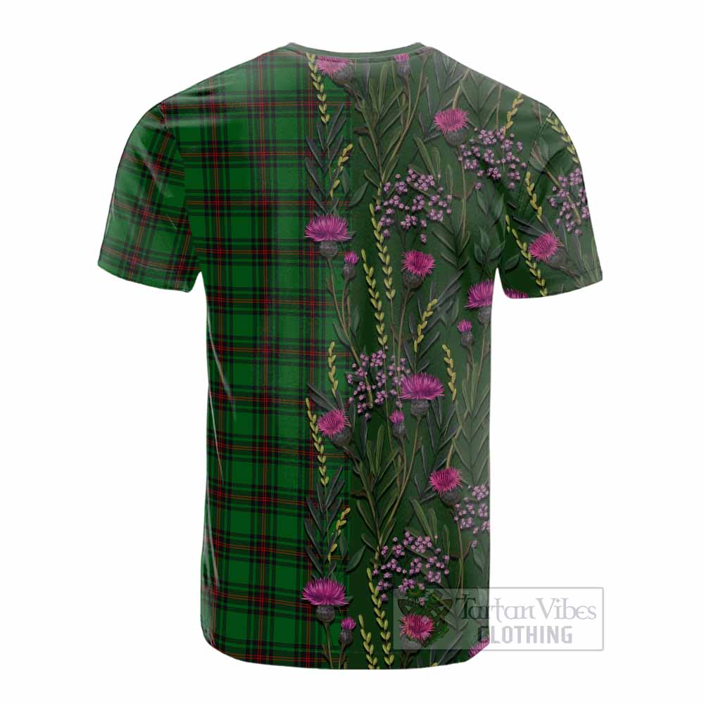 Ged Family Crest Tartan Cotton T-shirt Scottish Thistle Flower Pattern Half Style - Tartan Vibes Clothing
