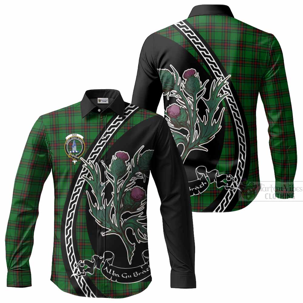 Ged Family Crest Tartan Long Sleeve Button Shirts Alba Thistle Inspired - Tartan Vibes Clothing