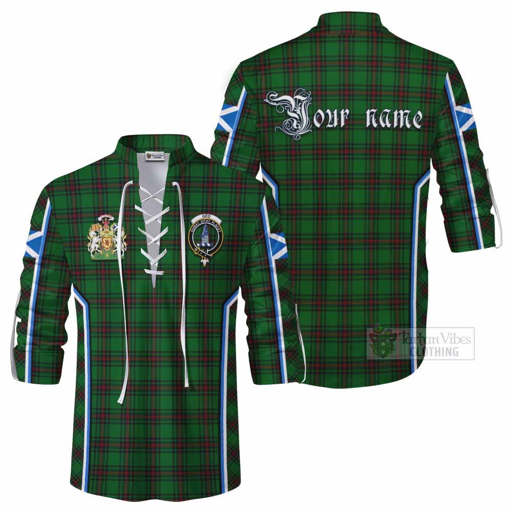 Ged Tartan Crest Ghillie Kilt Shirt Scotland Coat of Arm Flag Style - Tartan Vibes Clothing