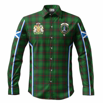 Ged Tartan Crest Long Sleeve Button Shirts Scotland Coat of Arm Flag Style - Tartan Vibes Clothing