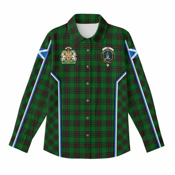 Ged Tartan Crest Women Casual Shirt Scotland Coat of Arm Flag Style - Tartan Vibes Clothing