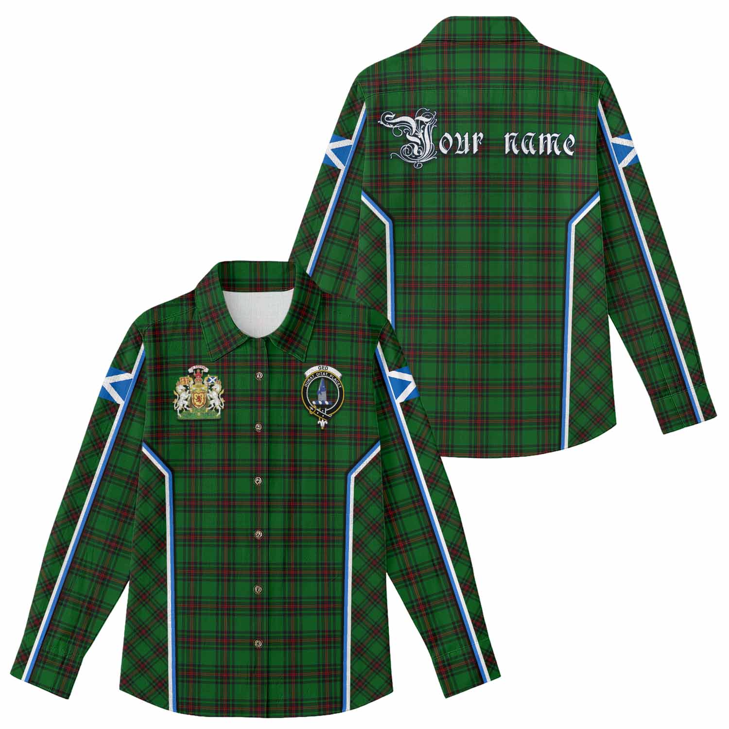 Ged Tartan Crest Women Casual Shirt Scotland Coat of Arm Flag Style - Tartan Vibes Clothing