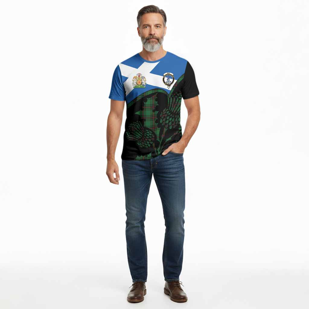 Ged Tartan Family Crest Cotton T-shirt Scotland Thistle Floral Flag Style