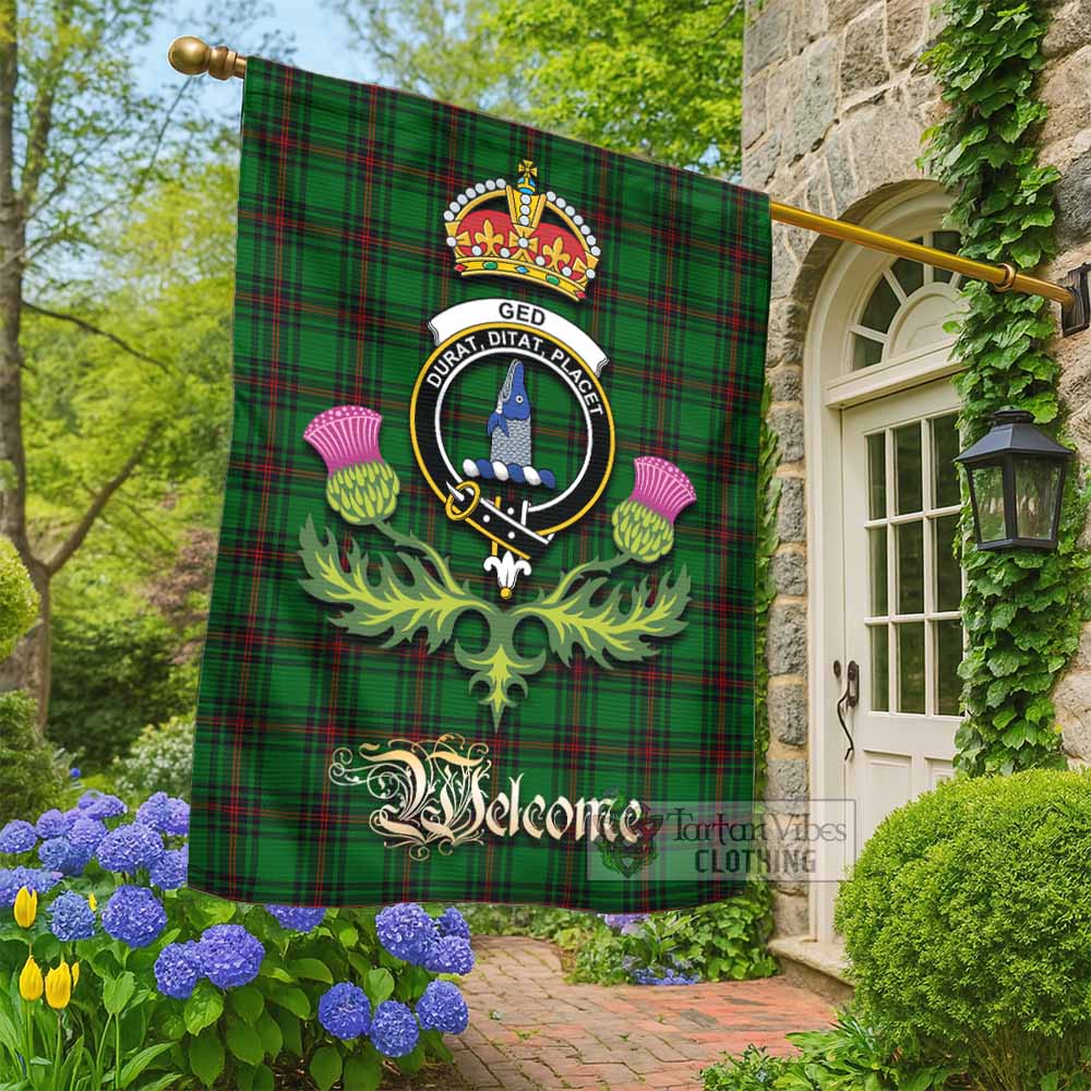 Ged Tartan Family Crest Garden Flag Royal Thistle Welcome Style - Tartan Vibes Clothing