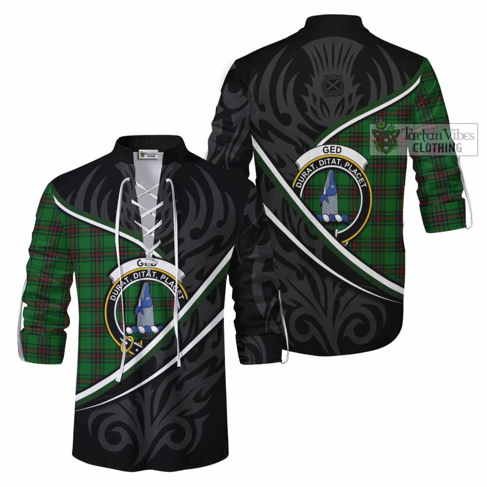 Ged Tartan Family Crest Ghillie Kilt Shirt Celtic Scottish Thistle Floral - Tartan Vibes Clothing