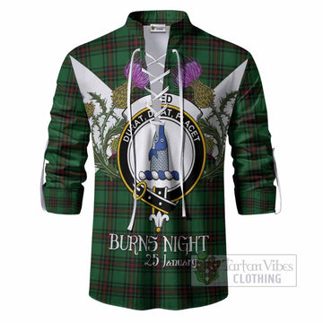 Ged Tartan Family Crest Ghillie Shirt Scottish Burns Night Thistle Floral