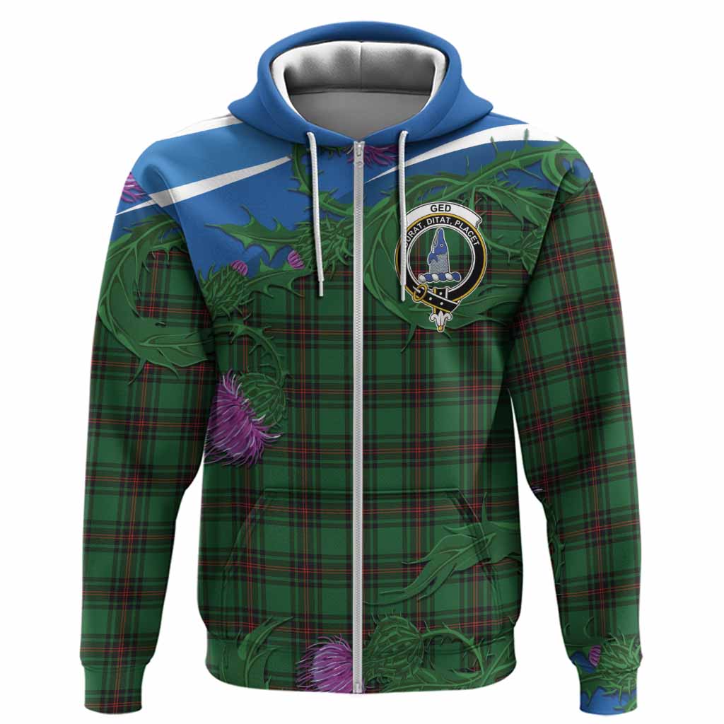 Ged Tartan Family Crest Hoodie Thistle in Minimalism