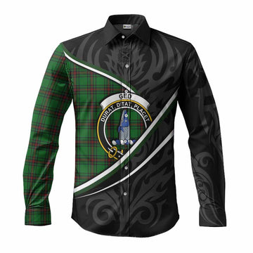 Ged Tartan Family Crest Long Sleeve Button Shirts Celtic Scottish Thistle Floral - Tartan Vibes Clothing