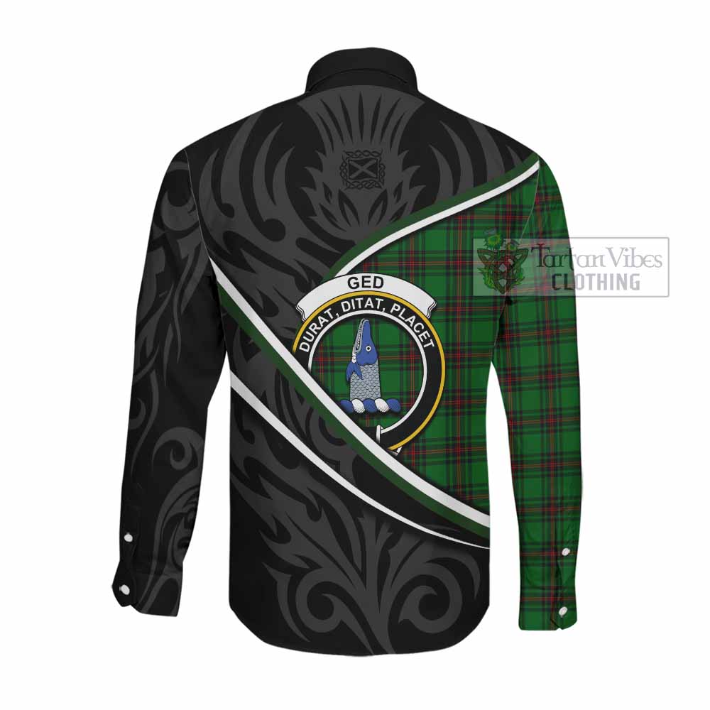 Ged Tartan Family Crest Long Sleeve Button Shirts Celtic Scottish Thistle Floral - Tartan Vibes Clothing
