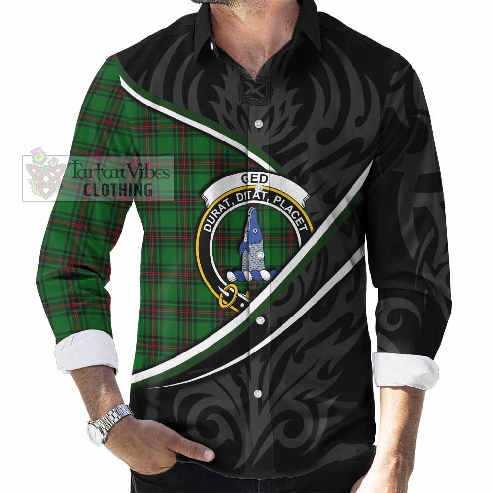 Ged Tartan Family Crest Long Sleeve Button Shirts Celtic Scottish Thistle Floral - Tartan Vibes Clothing