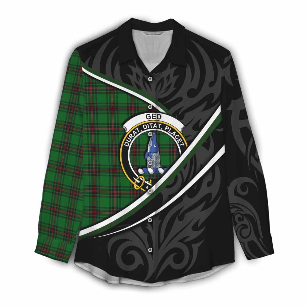 Ged Tartan Family Crest Women Casual Shirt Celtic Scottish Thistle Floral - Tartan Vibes Clothing