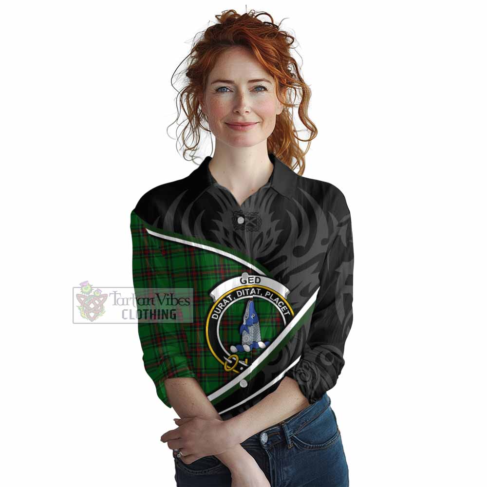 Ged Tartan Family Crest Women Casual Shirt Celtic Scottish Thistle Floral - Tartan Vibes Clothing